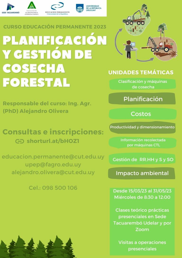 CURSO DE EDUCACIÓN PERMANENTE: Planificación y gestión de cosecha forestal