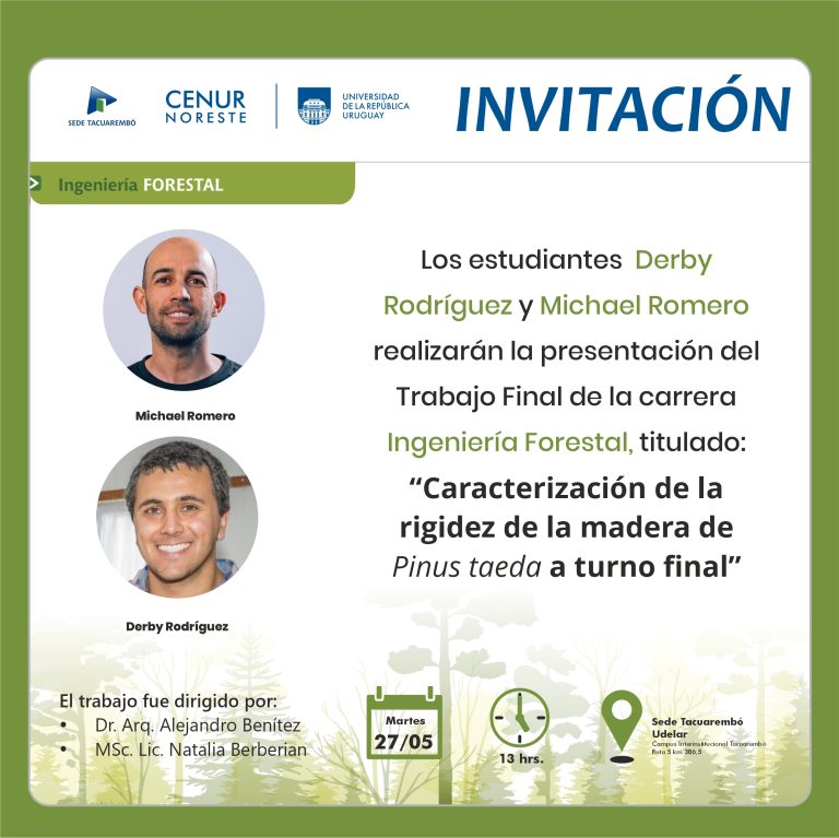 Presentación trabajo final carrera IF: «Caracterización de la rigidez de la madera de Pinus tadea a turno final»