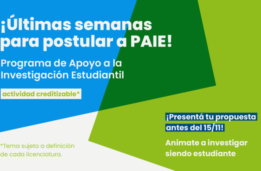 Últimas semanas para postular al Programa de Apoyo a la Investigación Estudiantil (PAIE)